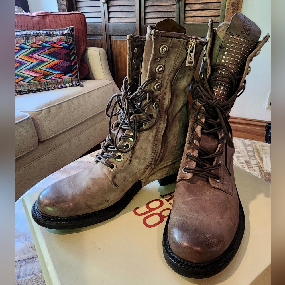 A.S.98 Saunder Gray/brown Combat Boots